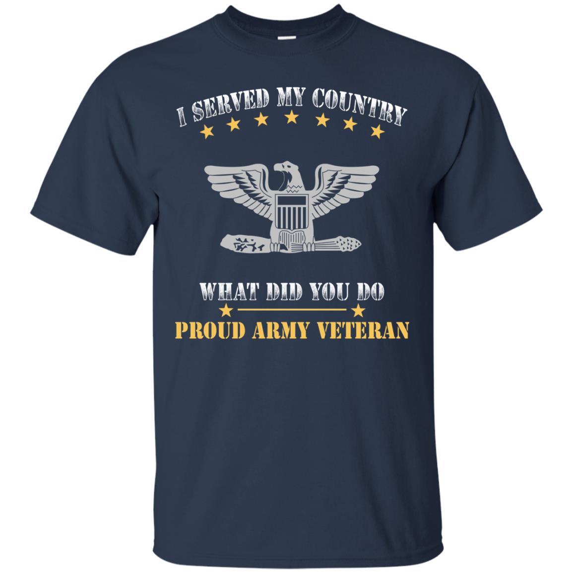 US Army O-6 Colonel O6 COL Field Officer Ranks Men Front T Shirt - Proud US Army Veteran-TShirt-Army-Veterans Nation