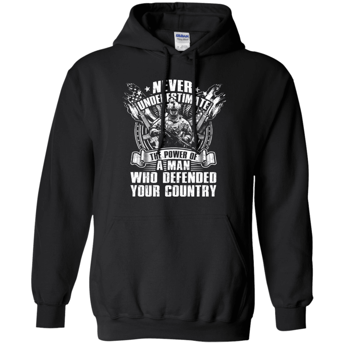Military T-Shirt "Never Underestimate The Power of Man Defended Country Men" Front-TShirt-General-Veterans Nation