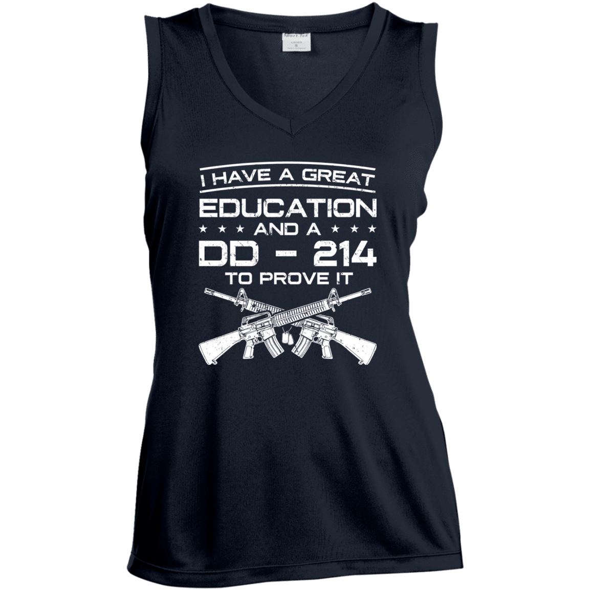 Military T-Shirt "I Have A Great Education And A DD 214 To Prove It - Women" Front-TShirt-General-Veterans Nation