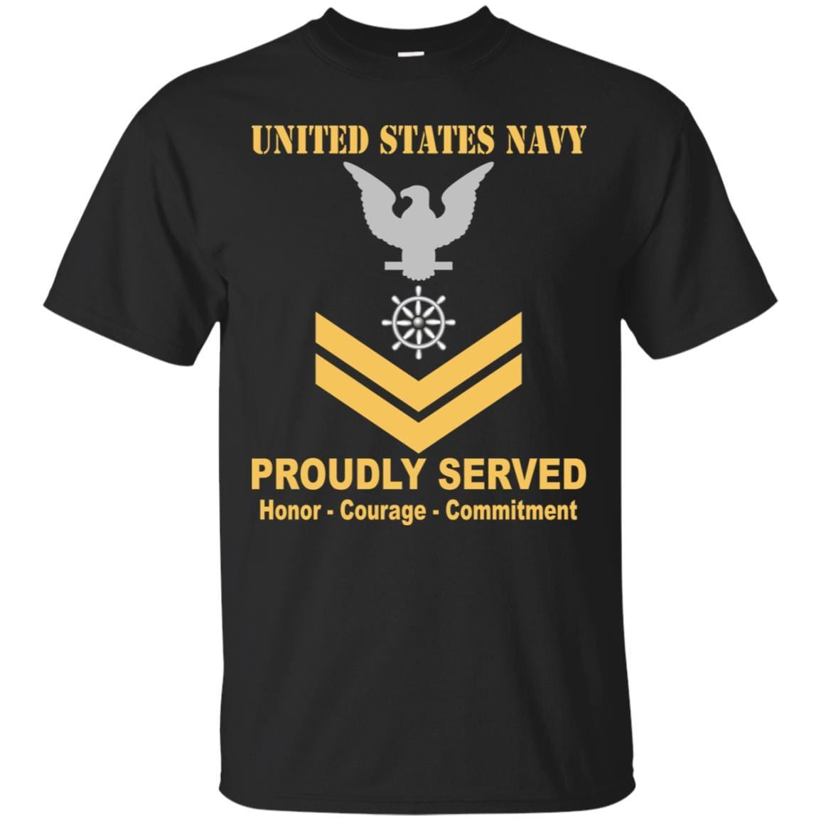 Navy Quartermaster Navy QM E-5 Rating Badges Proudly Served T-Shirt For Men On Front-TShirt-Navy-Veterans Nation