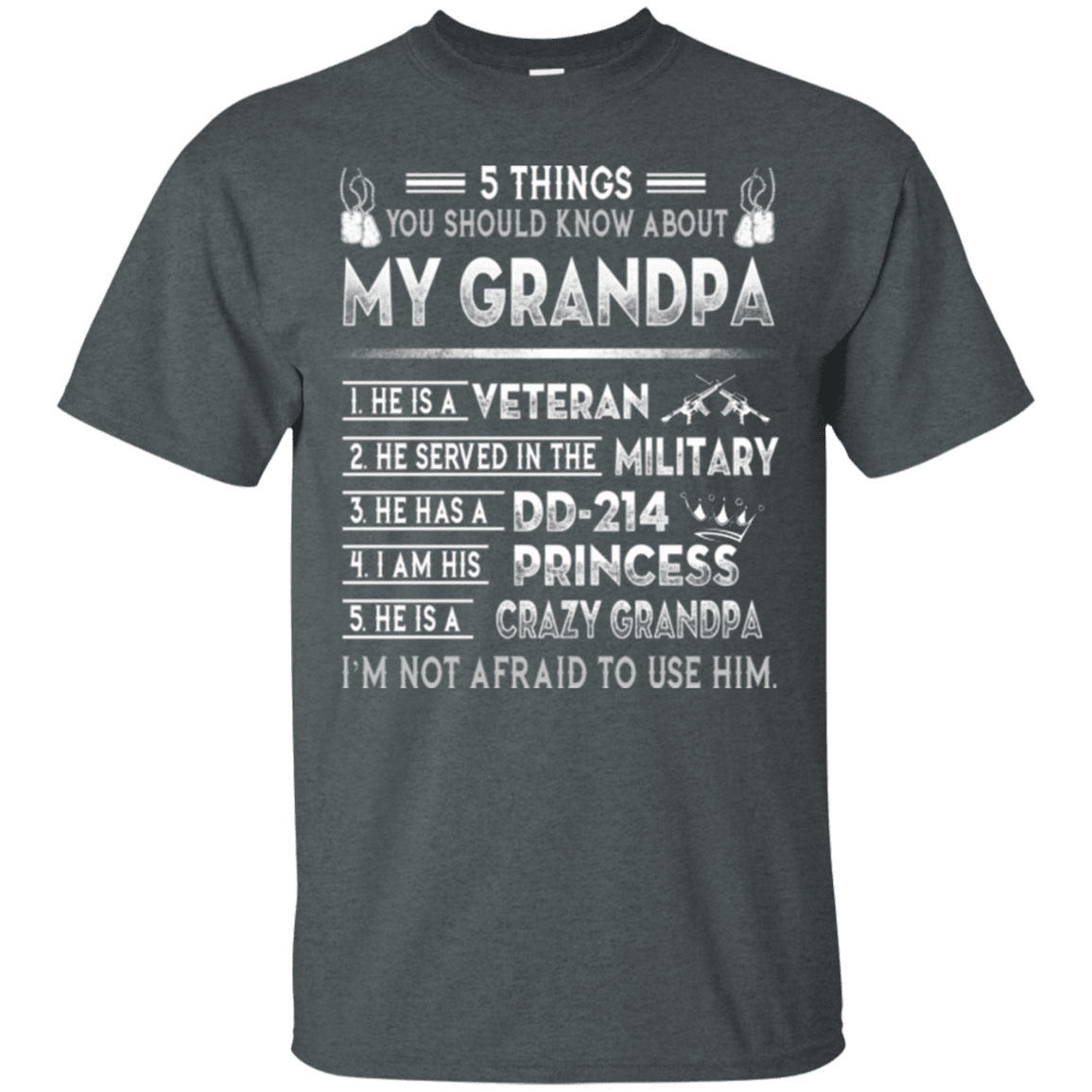 Military T-Shirt "5 Thing You Know My Grandpa Veteran DD 214"-TShirt-General-Veterans Nation
