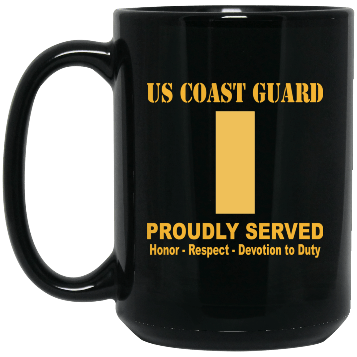 US Coast Guard O-1 Ensign O1 ENS Junior Officer Ranks Proudly Served Black Mug 11 oz - 15 oz-Mug-USCG-Officer-Veterans Nation