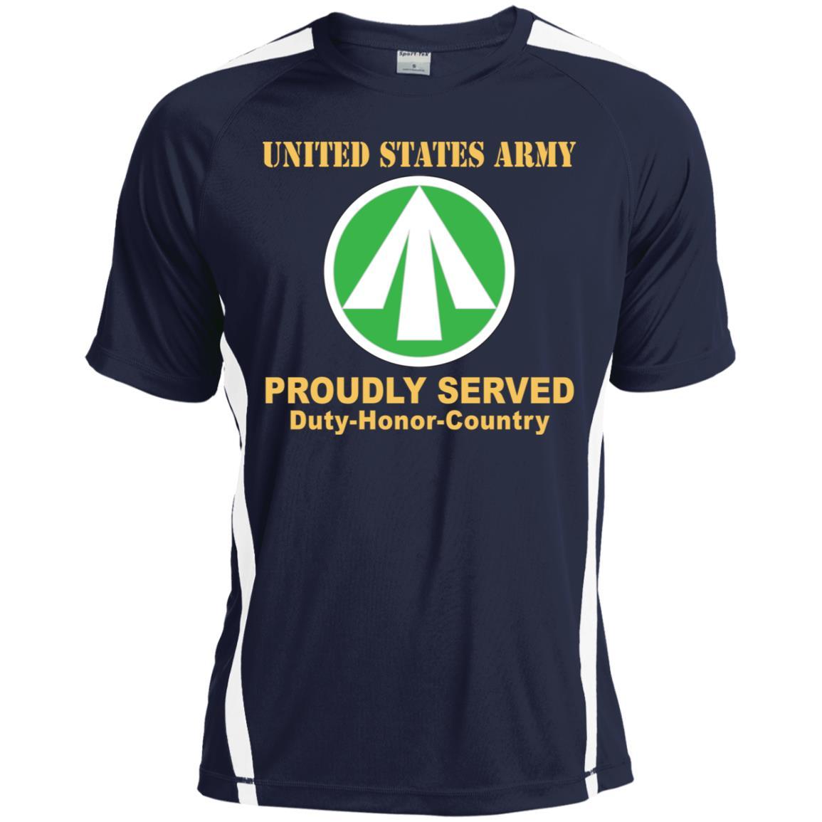 US ARMY CSIB MILITARY SURFACE DEPLOYMENT AND DISTRIBUTION COMMAND- Proudly Served T-Shirt On Front For Men-TShirt-Army-Veterans Nation