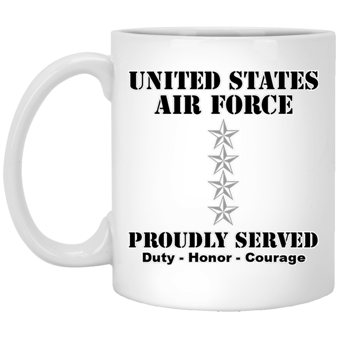 US Air Force O-10 General Gen O10 General Officer Ranks White Coffee Mug - Stainless Travel Mug-Mug-USAF-Ranks-Veterans Nation