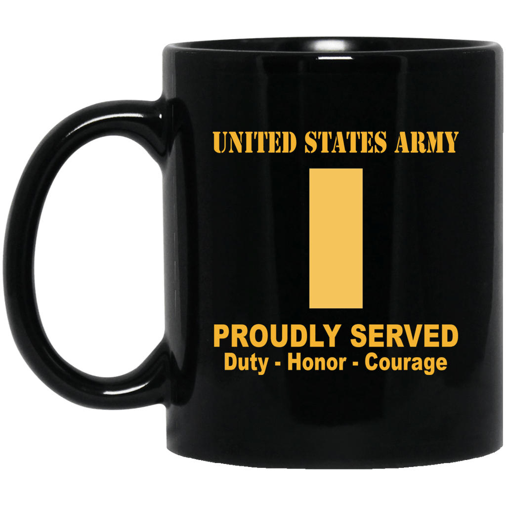 US Army O-1 Second Lieutenant O1 2LT Commissioned Officer Ranks Proudly Served Black Mug Black Mug-Mug-Army-Ranks-Veterans Nation