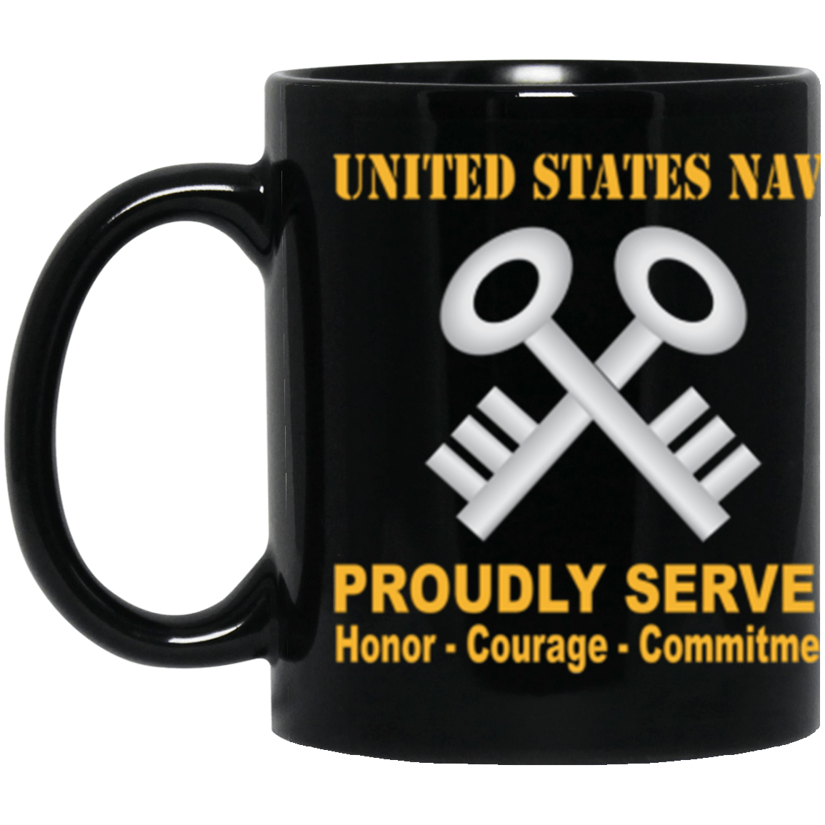 US Navy Navy Storekeeper Navy SK Proudly Served Core Values 11 oz. Black Mug-Drinkware-Veterans Nation