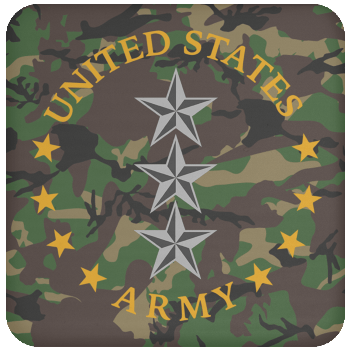 US Army O-9 Lieutenant General O9 LTG General Officer Coaster-Coaster-Army-Ranks-Veterans Nation