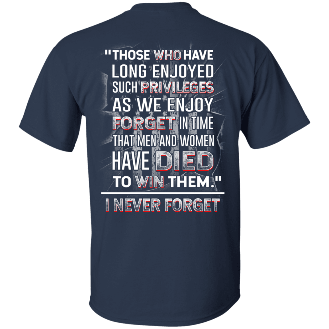 Military T-Shirt "I Never Forget Men And Women Veteran" - Men Back-TShirt-General-Veterans Nation