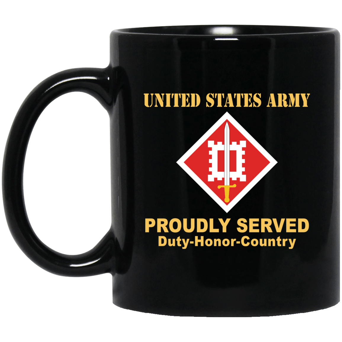 US ARMY 18TH ENGINEER BRIGADE- 11 oz - 15 oz Black Mug-Mug-Army-CSIB-Veterans Nation