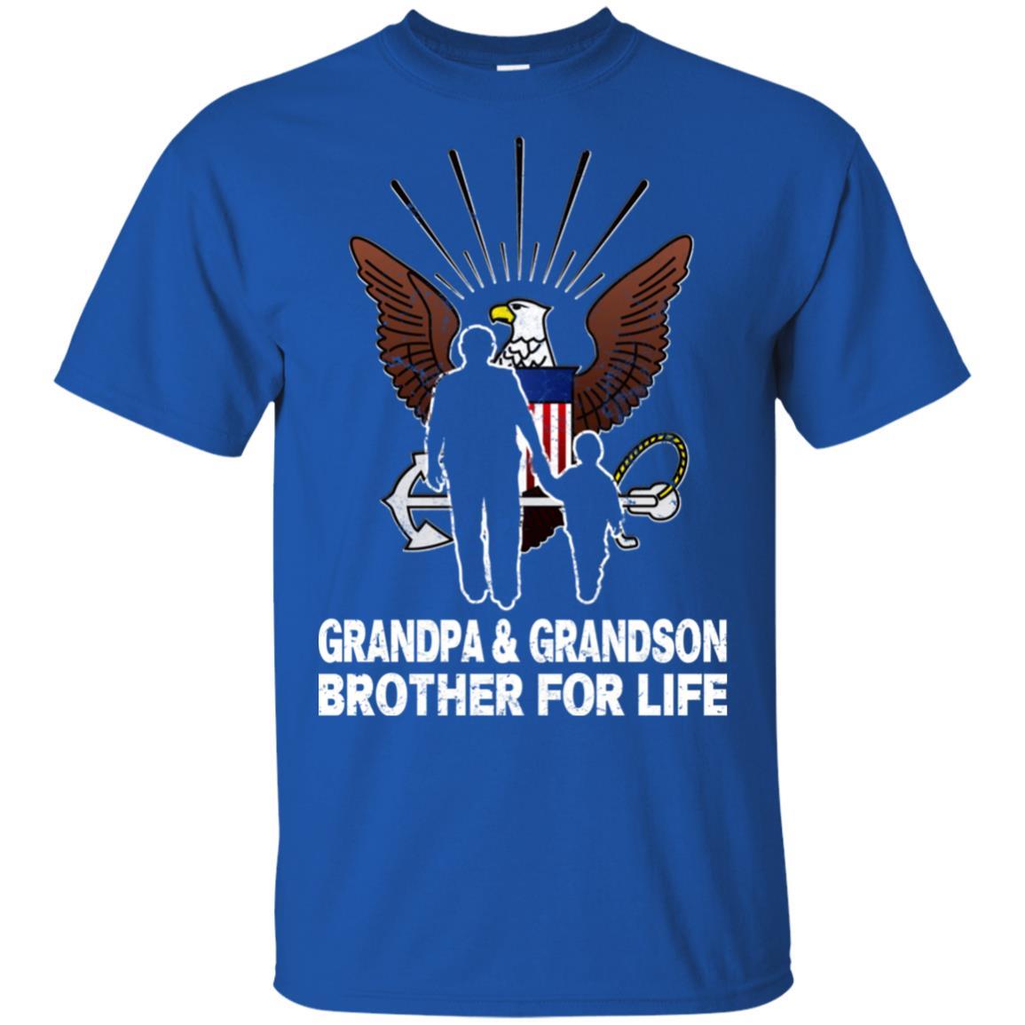 NAVY GRANDPA AND GRANDDAUGHTER ( GRANDSON ) BROTHER FOR LIFE T-Shirt On Front-TShirt-Navy-Veterans Nation