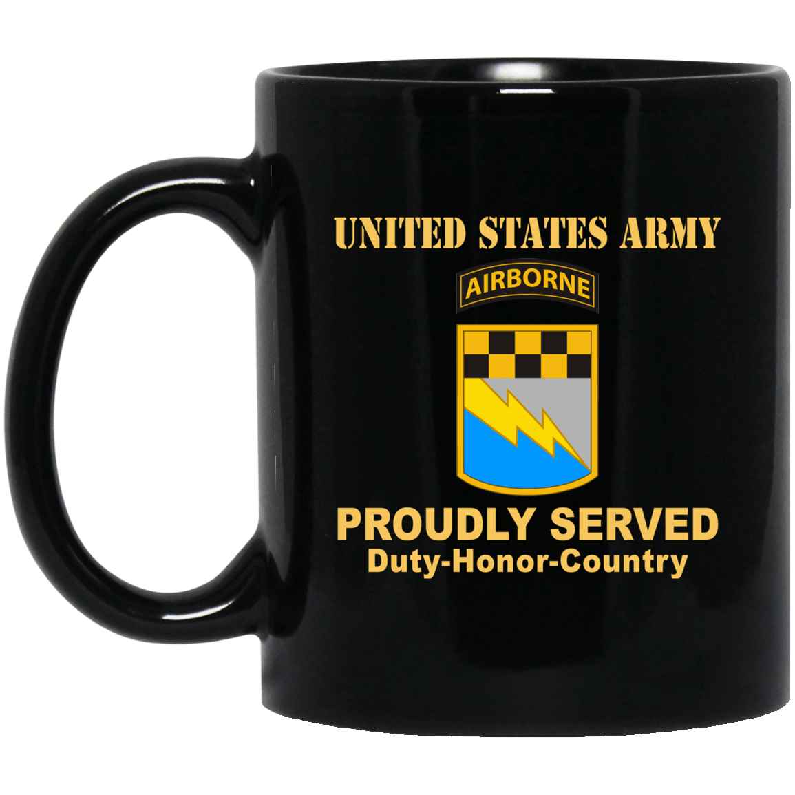 US ARMY 525TH MILITARY INTELLIGENCE BRIGADE W- AIRBORNE TAB- 11 oz - 15 oz Black Mug-Mug-Army-CSIB-Veterans Nation