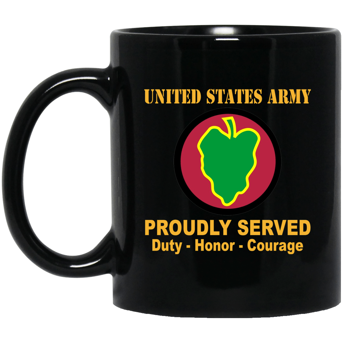 U.S. Army 24th Mechanized Infantry Division 11 oz - 15 oz Black Mug-Mug-Army-CSIB-Veterans Nation