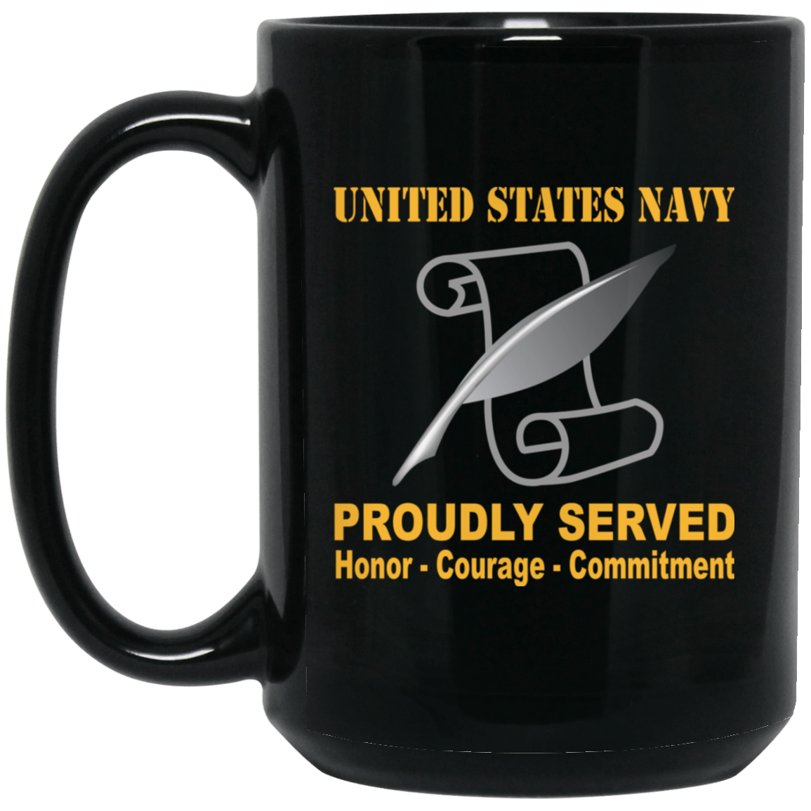 Navy Journalist Navy JO Proudly Served Black Mug 11 oz - 15 oz-Mug-Navy-Rate-Veterans Nation