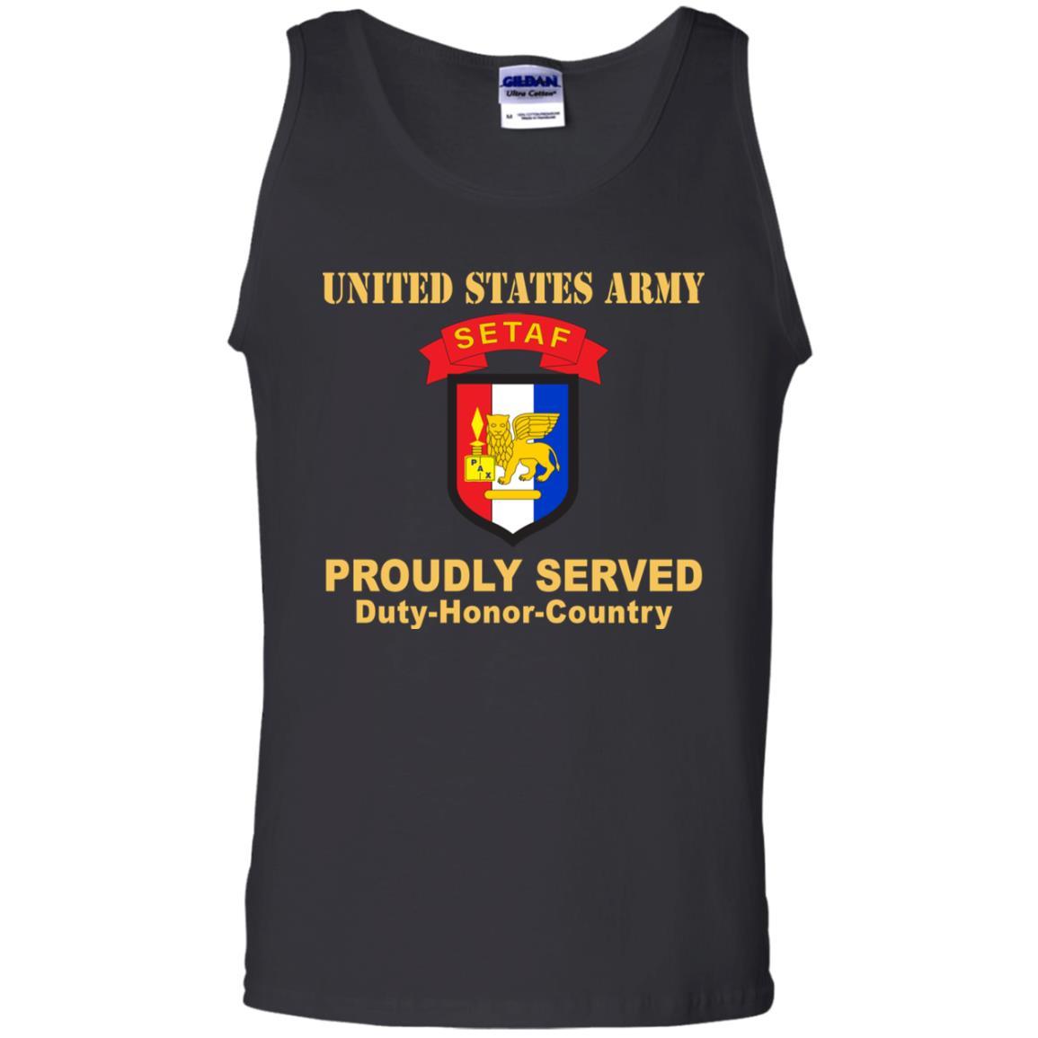 US ARMY USARAF-SETAF COMBAT SERVICE ID BADGE- Proudly Served T-Shirt On Front For Men-TShirt-Army-Veterans Nation