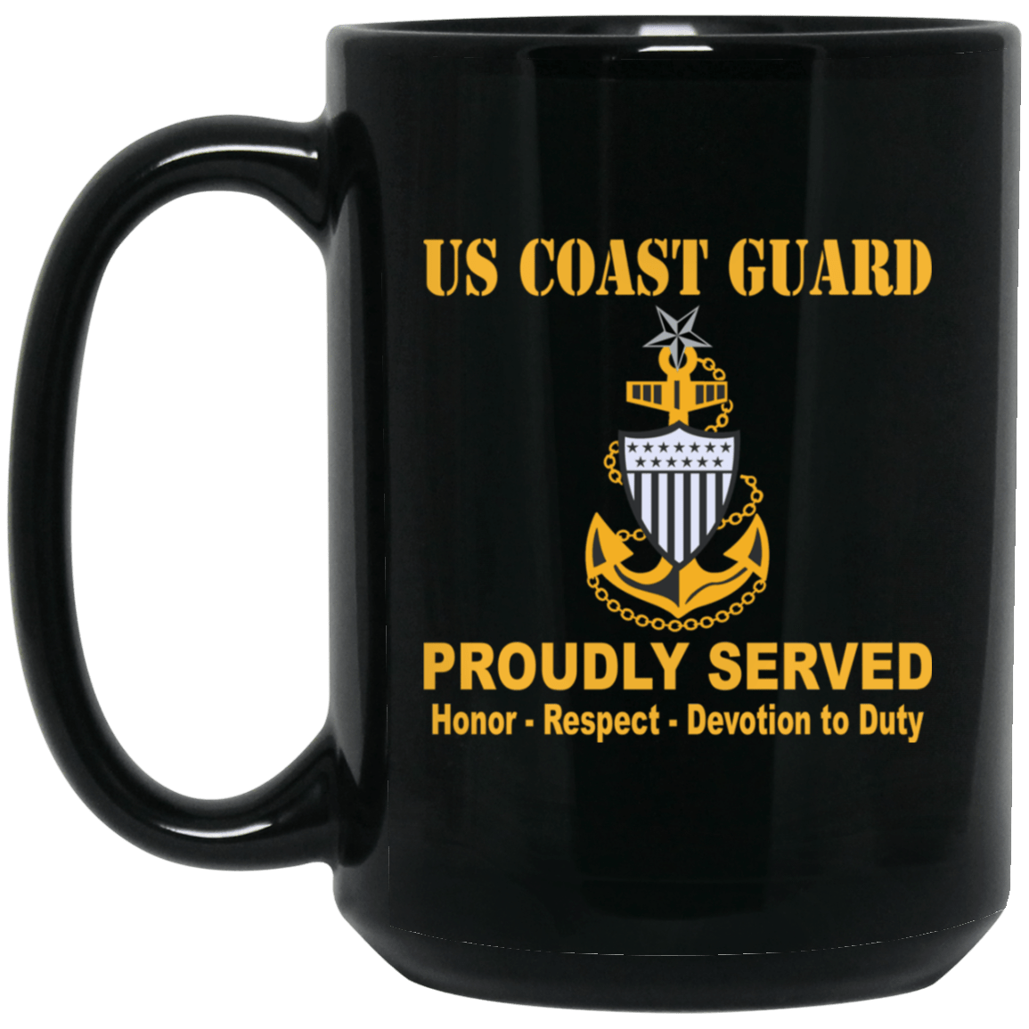 US Coast Guard E-8 Senior Chief Petty Officer E8 SCPO Chief Petty Officer Cap Device 11 oz - 15 oz Black Mug-Mug-USCG-Collar-Veterans Nation