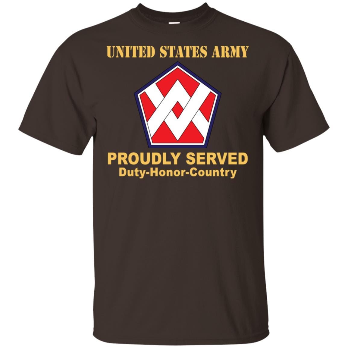 US ARMY 55TH SUSTAINMENT BRIGADE CSIB - Proudly Served T-Shirt On Front For Men-TShirt-Army-Veterans Nation