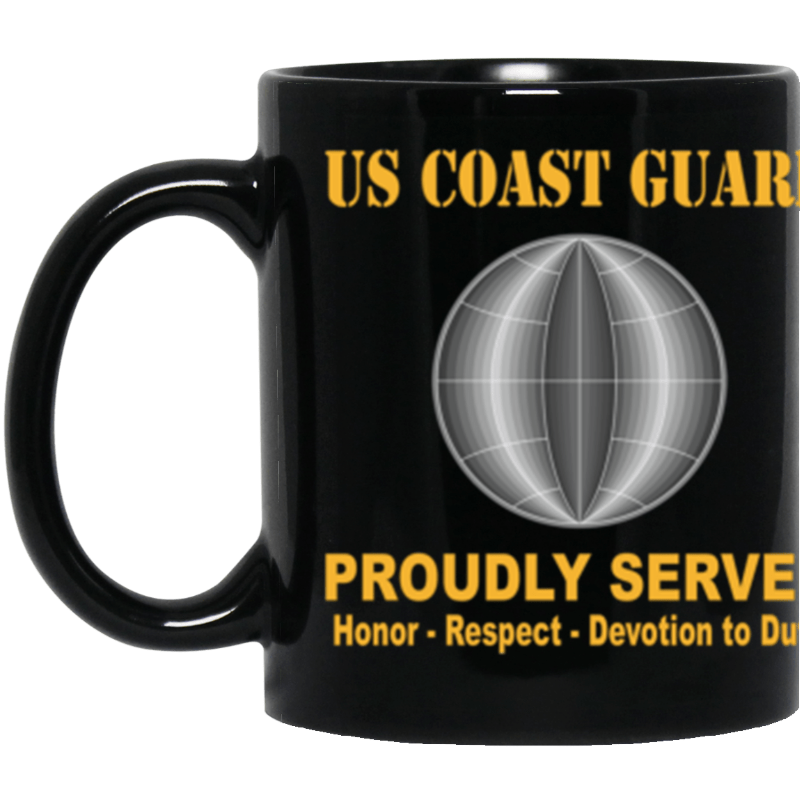 USCG Electrician's Mate EM Logo Proudly Served Core Values 11 oz. Black Mug-Drinkware-Veterans Nation