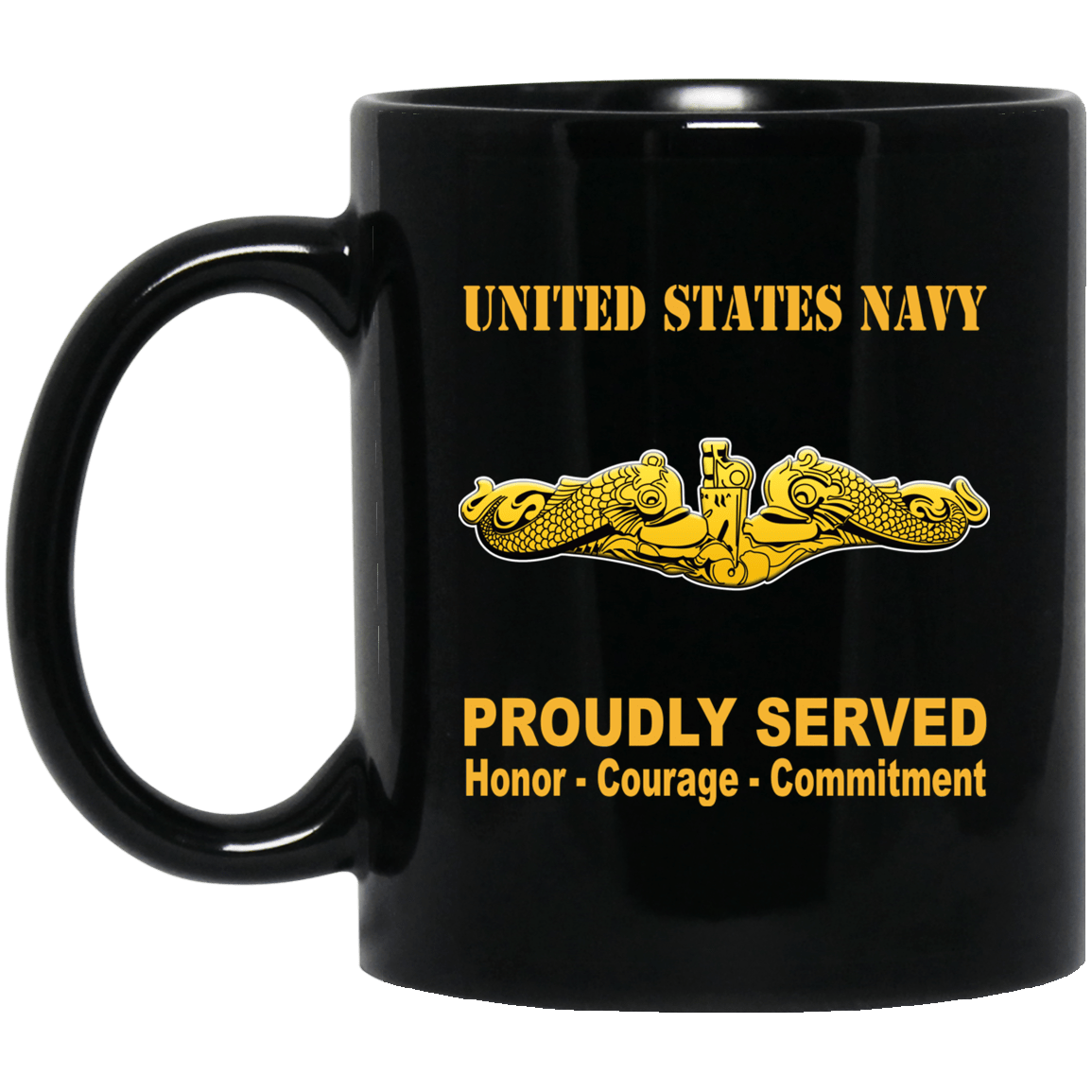US Navy Submarine Warfare Officer Badge 11 oz - 15 oz Black Mug-Mug-Navy-Badge-Veterans Nation