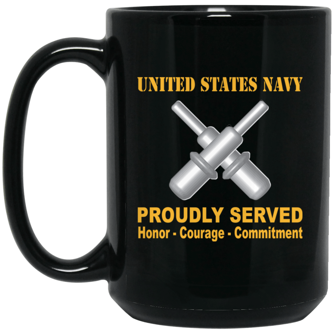 U.S Navy Gunner's mate Navy GM Proudly Served Black Mug 11 oz - 15 oz-Mug-Navy-Rate-Veterans Nation