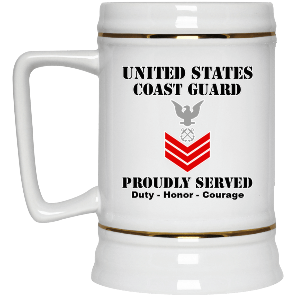 US Coast Guard E-6 Petty Officer First Class E6 PO1 Petty Officer Ranks White Coffee Mug - Stainless Travel Mug-Mug-USCG-Collar-Veterans Nation