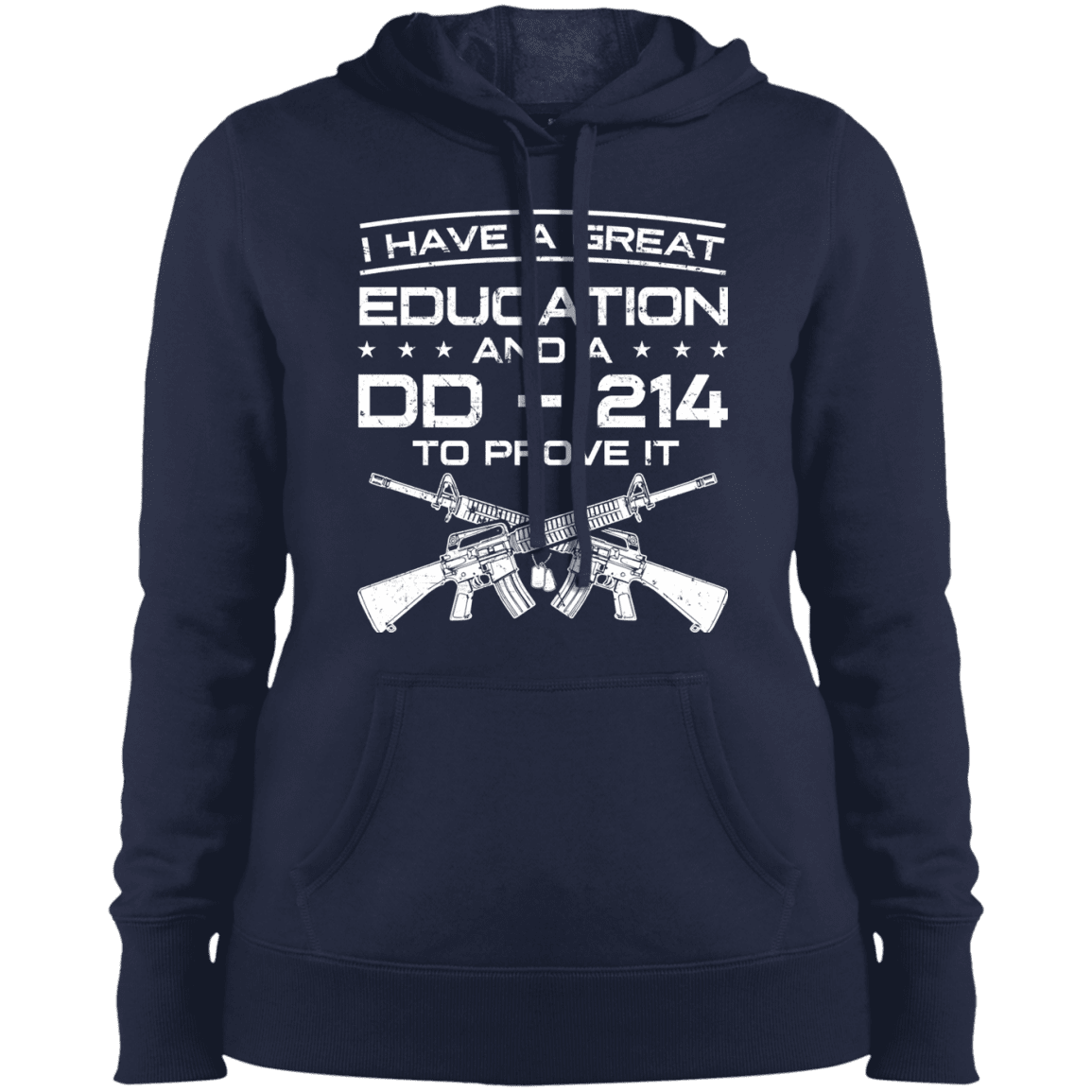 Military T-Shirt "I Have A Great Education And A DD 214 To Prove It - Women" Front-TShirt-General-Veterans Nation