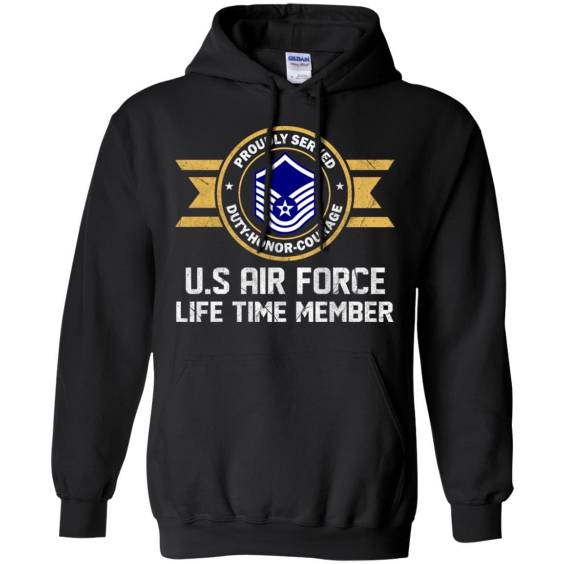 Life time member-US Air Force E-7 Master Sergeant MSgt E7 Noncommissioned Officer Ranks AF Rank Men T Shirt On Front-TShirt-USAF-Veterans Nation