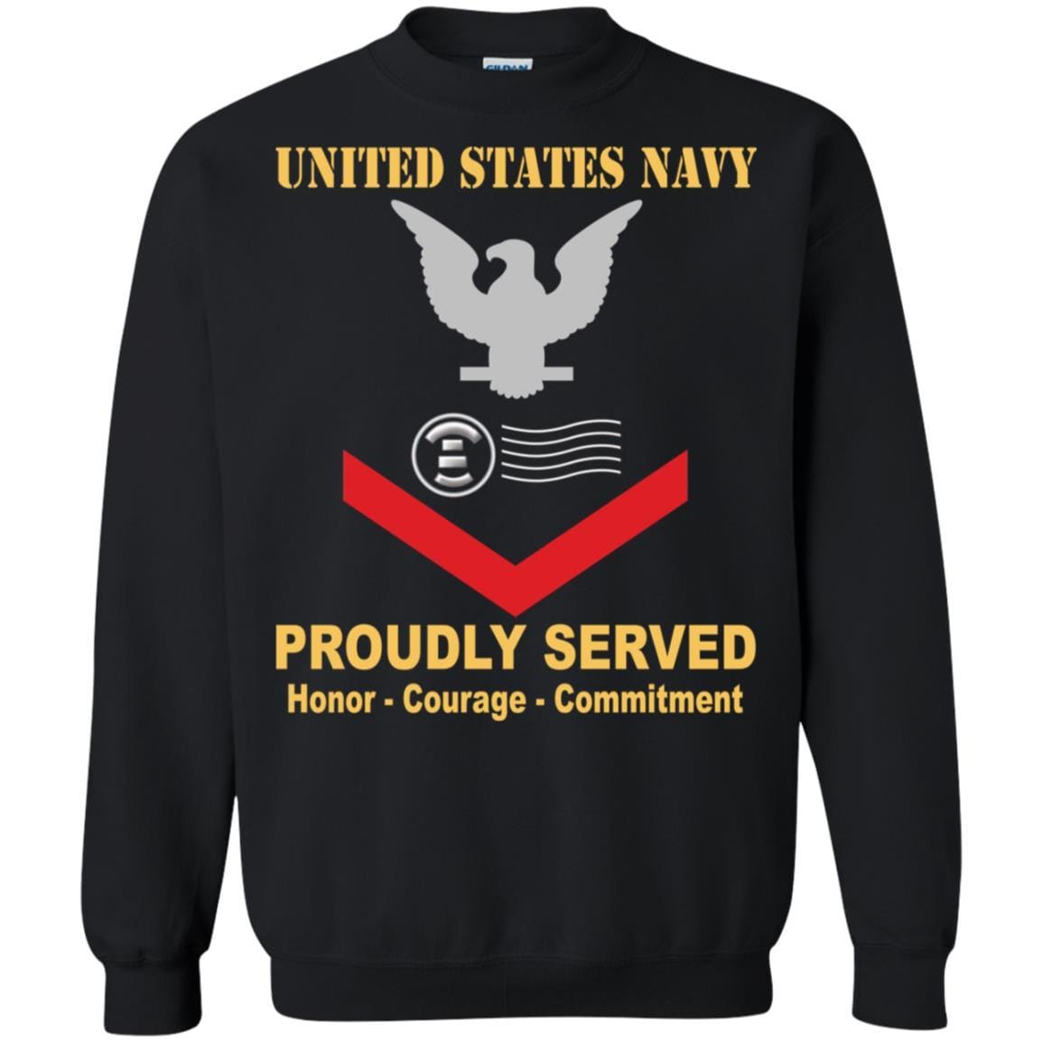 Navy Postal Clerk Navy PC E-4 Rating Badges Proudly Served T-Shirt For Men On Front-TShirt-Navy-Veterans Nation