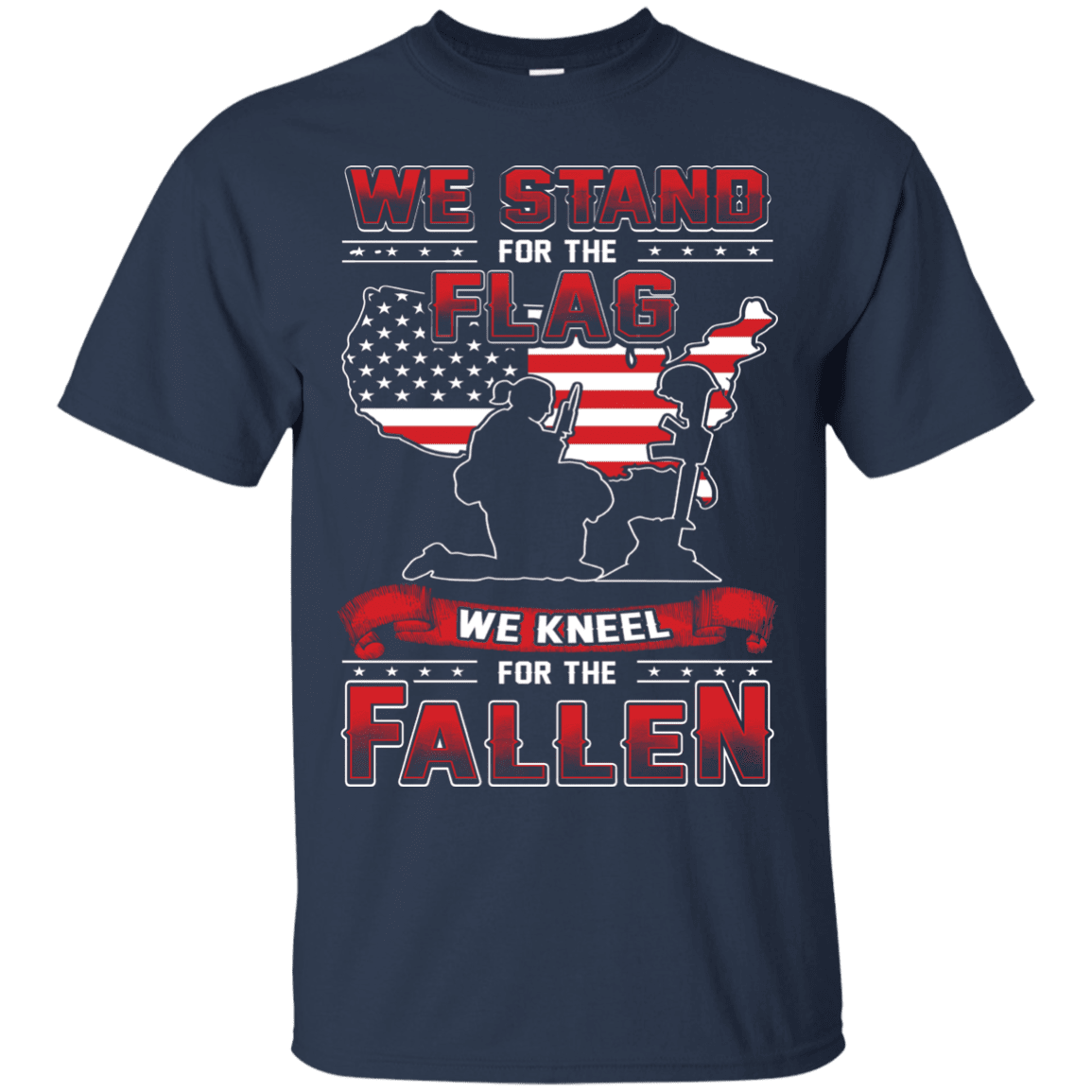 Military T-Shirt "We Stand For The Flag Knell For The Fallen Female Veteran" Front-TShirt-General-Veterans Nation