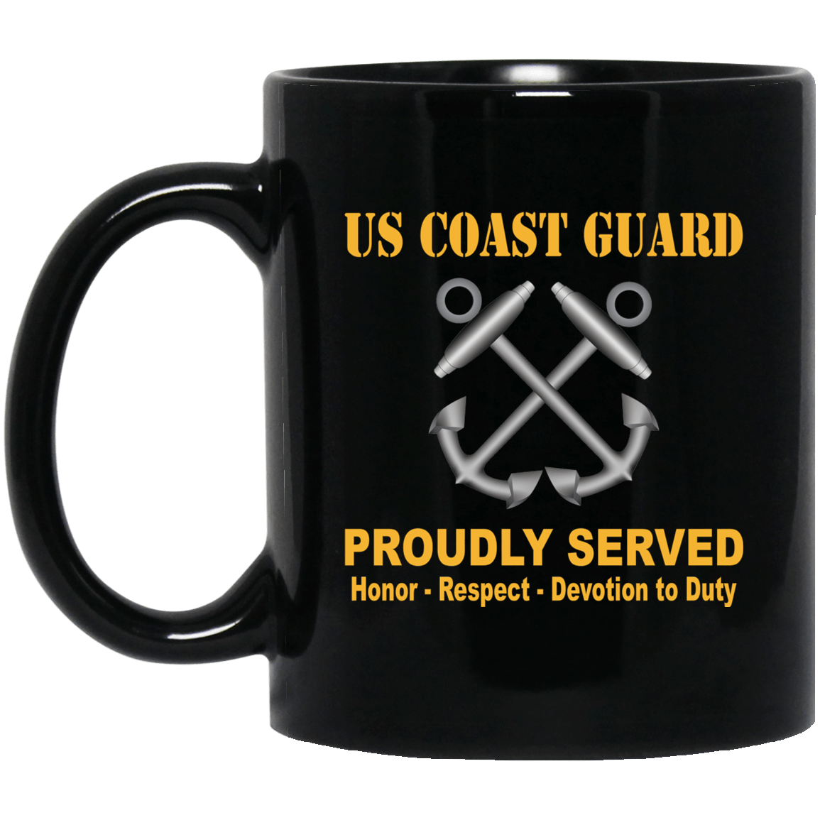 US Coast Guard Boatswains Mate BM Logo Proudly Served Black Mug 11 oz - 15 oz-Mug-USCG-Rate-Veterans Nation