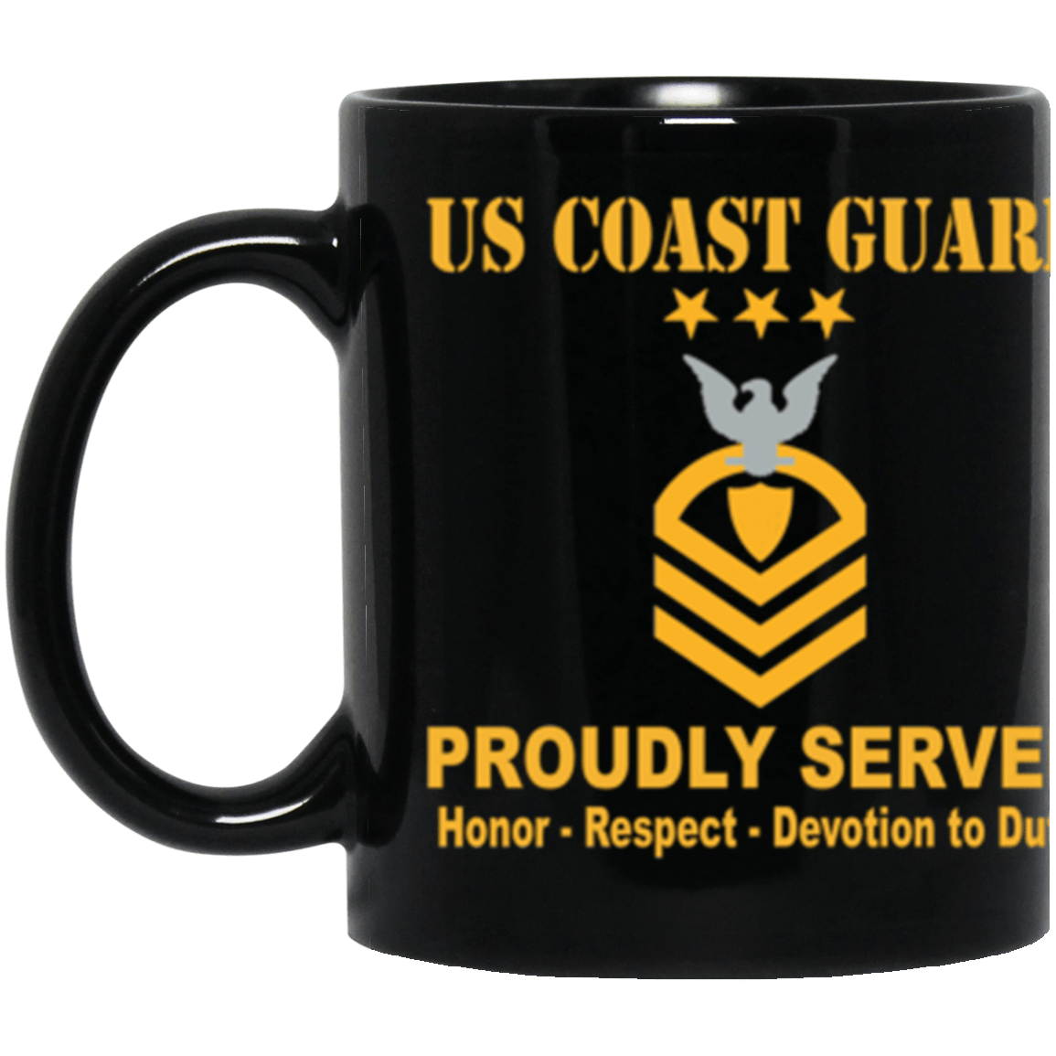 US Coast Guard E-9 Master Chief Petty Officer Of The Coast Guard E9 MCPOC Chief Petty Officer Proudly Served Core Values 11 oz. Black Mug-Drinkware-Veterans Nation
