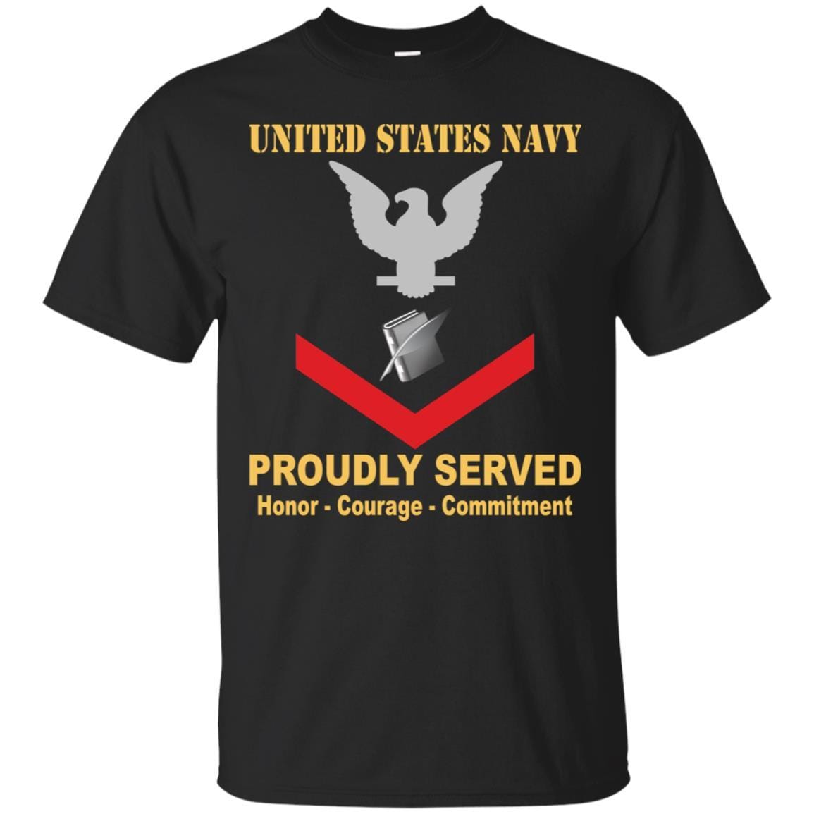 Navy Personnel Specialist Navy PS E-4 Rating Badges Proudly Served T-Shirt For Men On Front-TShirt-Navy-Veterans Nation