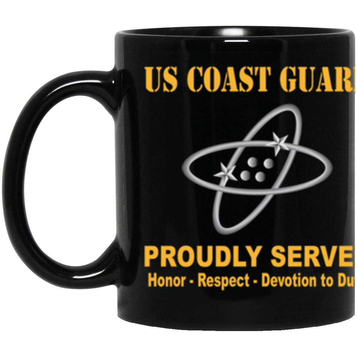 USCG Electronics Technician ET Logo Proudly Served Core Values 11 oz. Black Mug-Drinkware-Veterans Nation