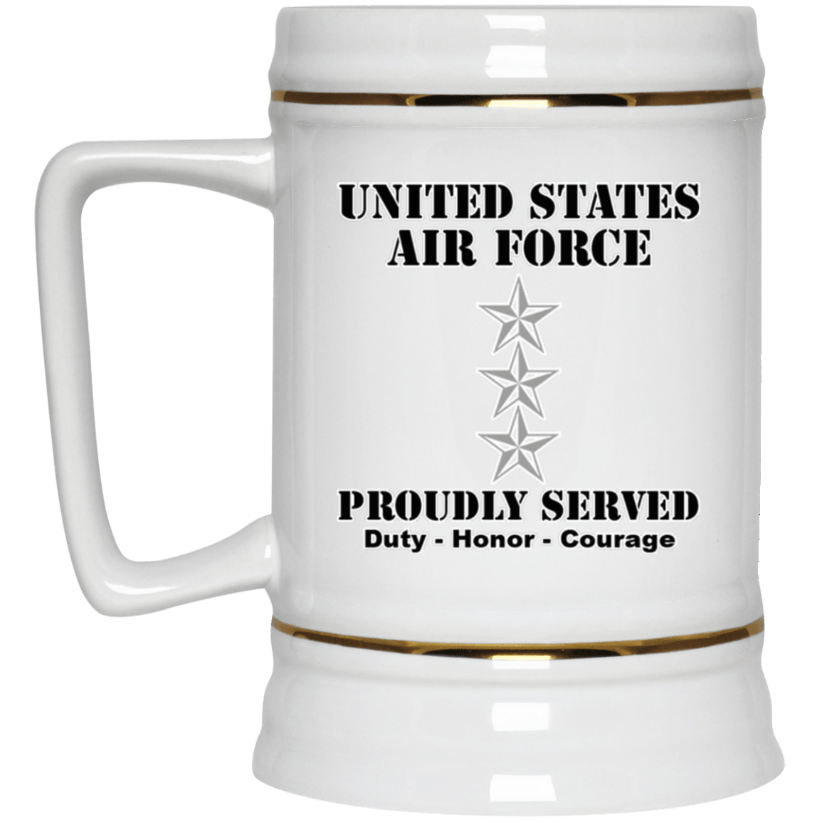 US Air Force O-9 Lieutenant General Lt Ge O9 General Officer Ranks White Coffee Mug - Stainless Travel Mug-Mug-USAF-Ranks-Veterans Nation