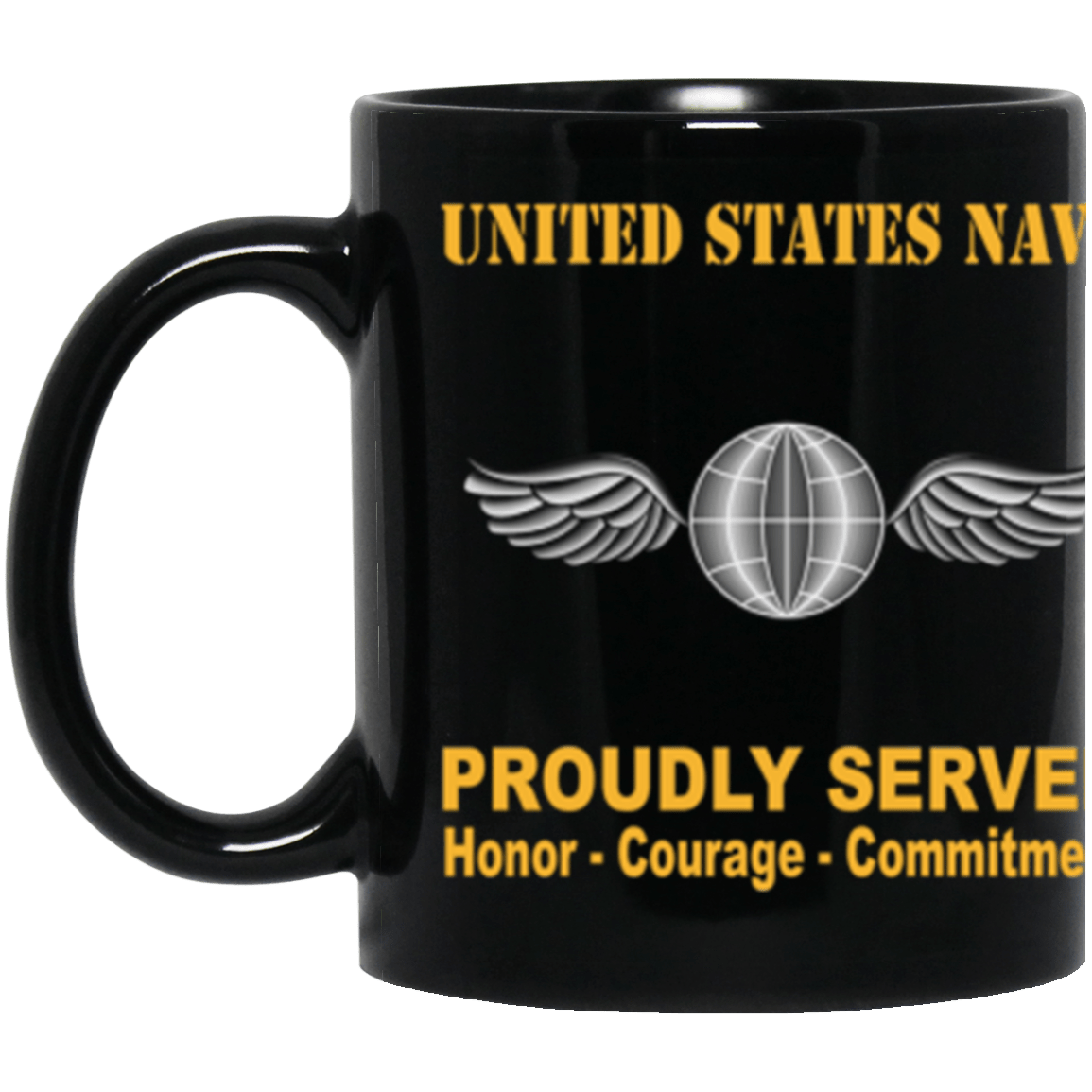 US Navy Navy Aviation Electronics Mate Navy AE Proudly Served Core Values 11 oz. Black Mug-Drinkware-Veterans Nation