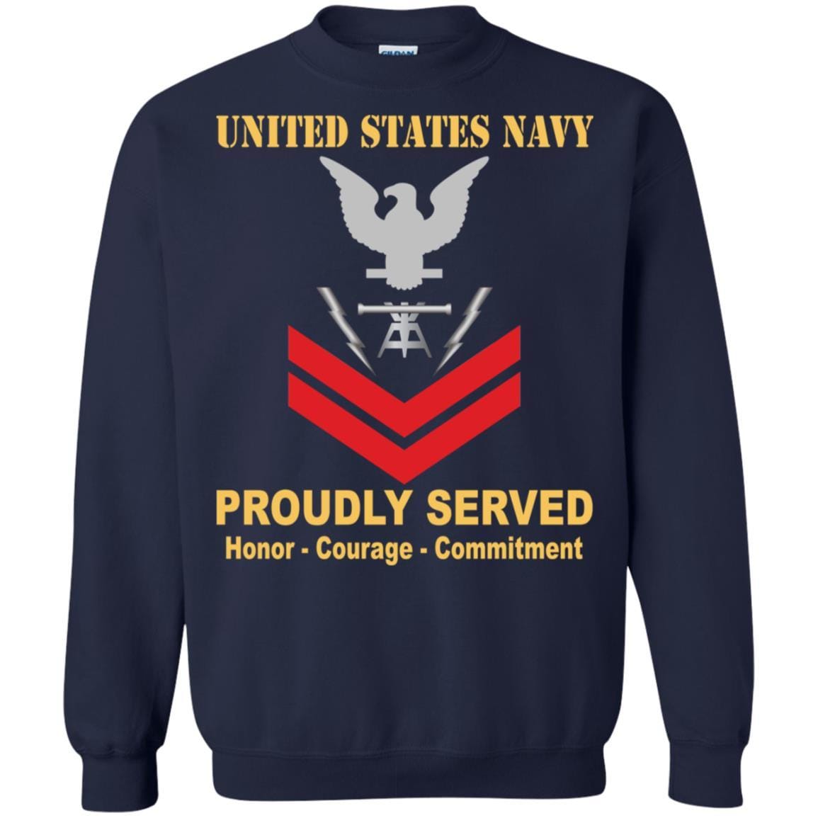 Navy Fire Controlman Navy FC E-5 Rating Badges Proudly Served T-Shirt For Men On Front-TShirt-Navy-Veterans Nation