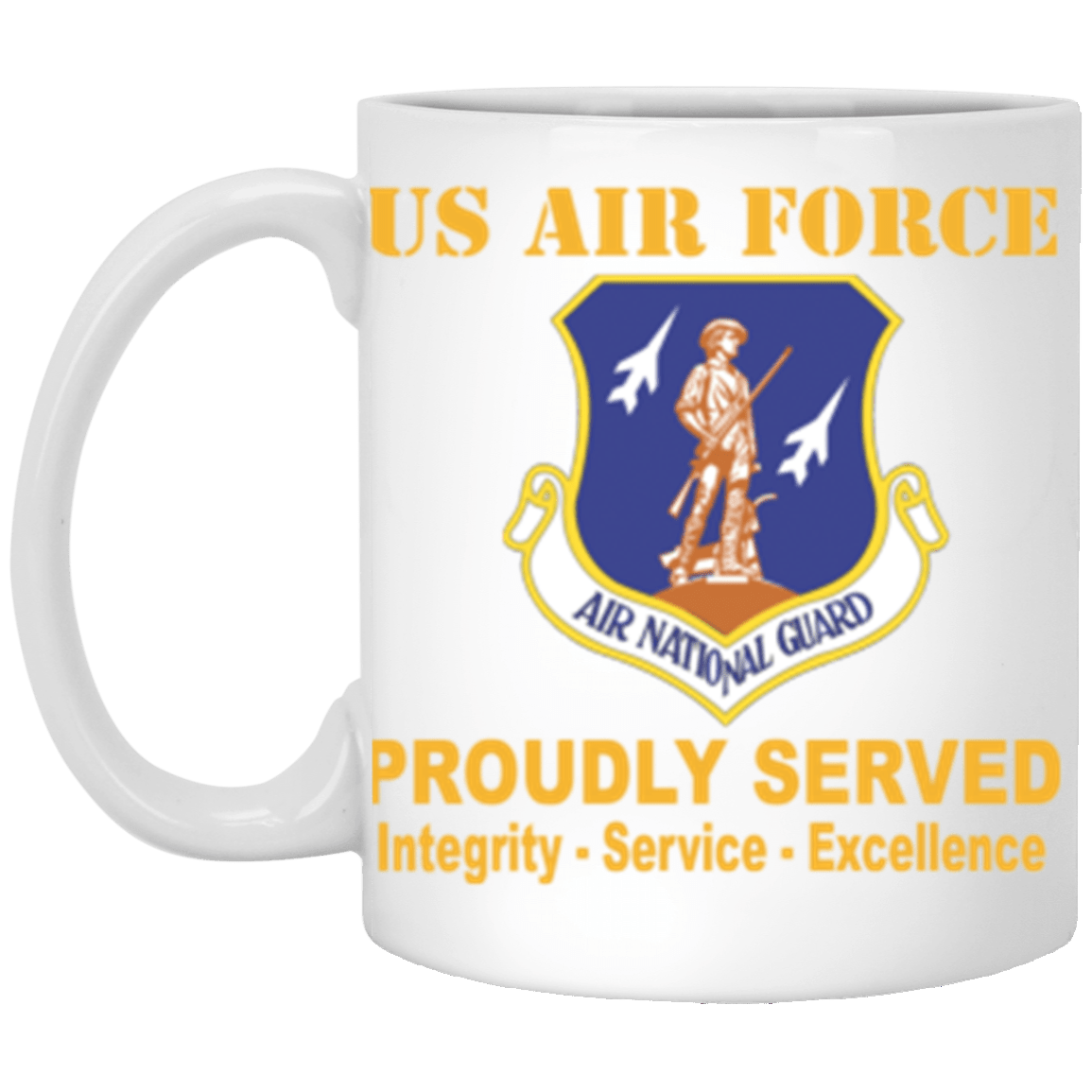 US Air Force Air National Guard Proudly Served Core Values 11 oz. White Mug-Drinkware-Veterans Nation