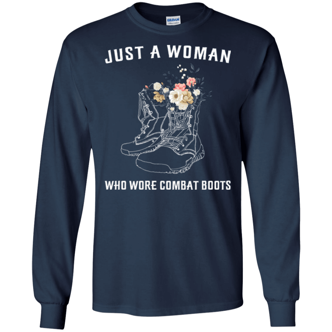 Military T-Shirt "JUST A WOMAN WHO WORE COMBAT BOOTS"-TShirt-General-Veterans Nation