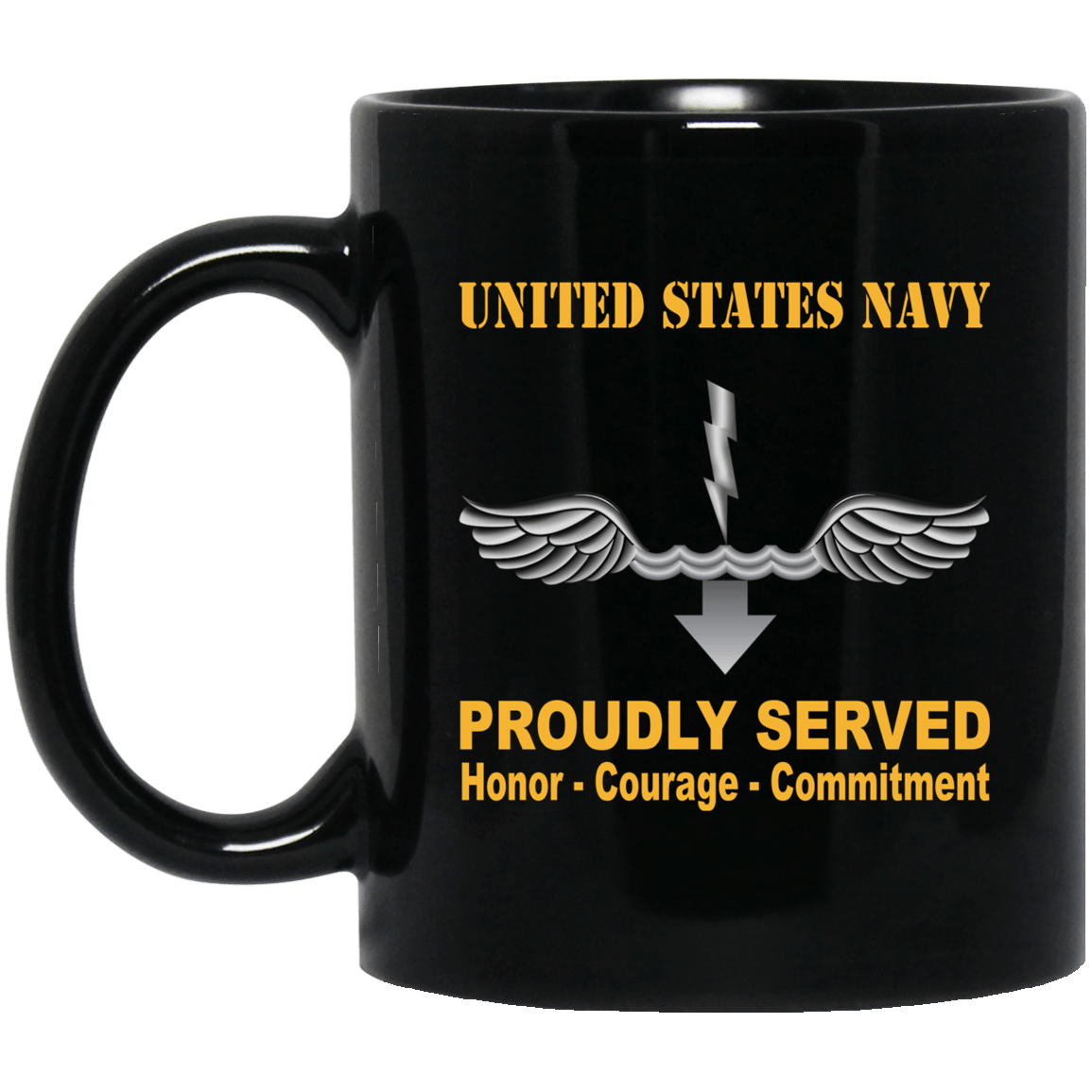 Navy Antisubmarine Warfare Technician Navy AX Proudly Served Black Mug 11 oz - 15 oz-Mug-Navy-Rate-Veterans Nation
