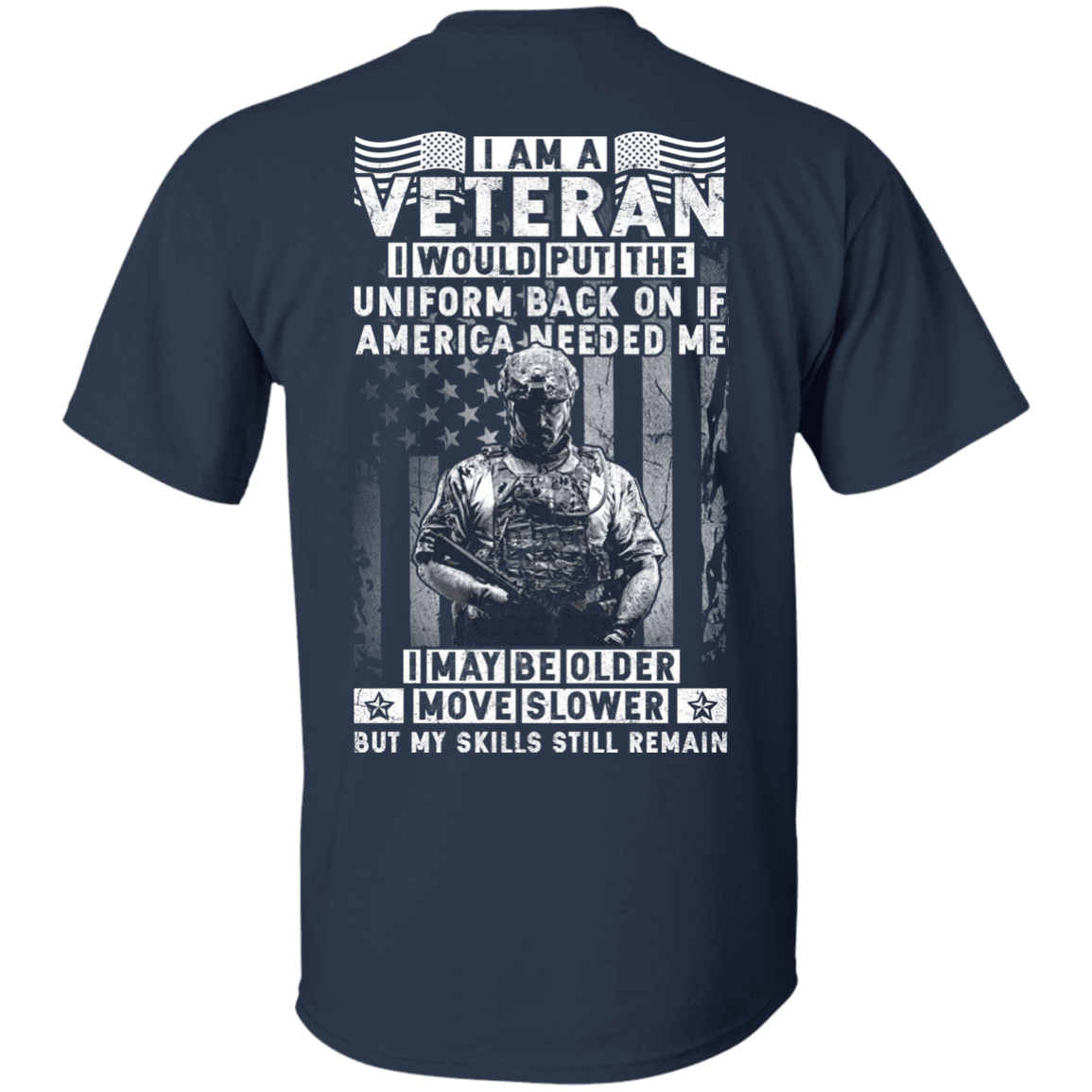 Military T-Shirt "I am a Veteran" Men Back-TShirt-General-Veterans Nation