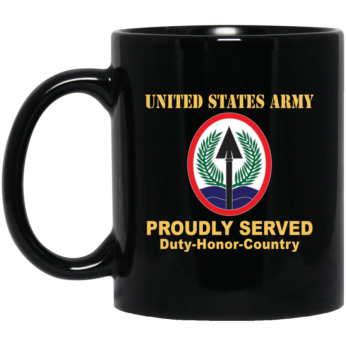 US ARMY CSIB ELEMENT MULTI NATIONAL CORPS IRAQ- 11 oz - 15 oz Black Mug-Mug-Army-CSIB-Veterans Nation