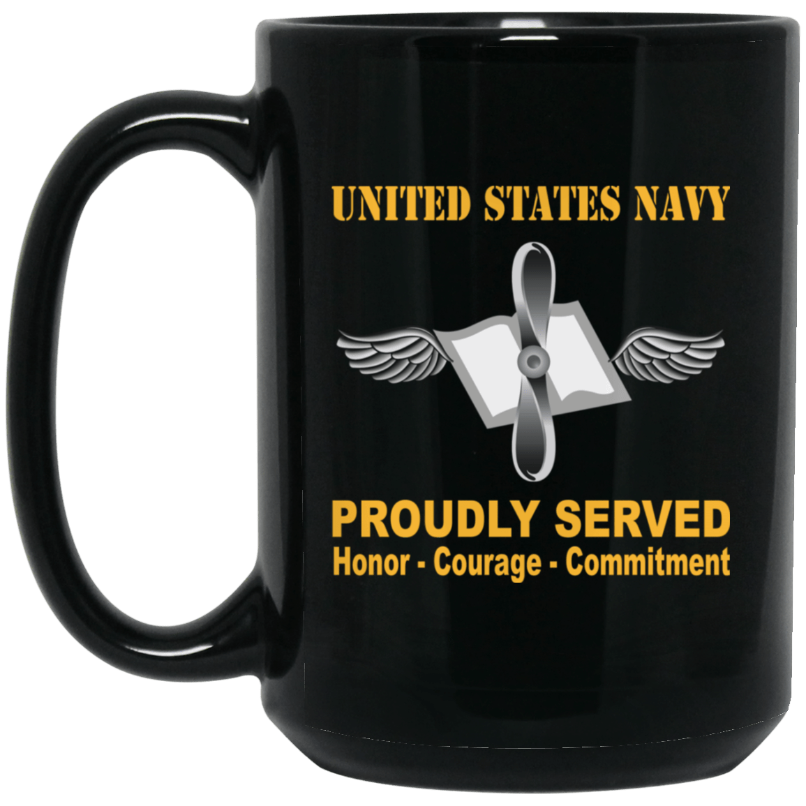 Navy Aviation Maintenance Administrationman Navy AZ Proudly Served Black Mug 11 oz - 15 oz-Mug-Navy-Rate-Veterans Nation