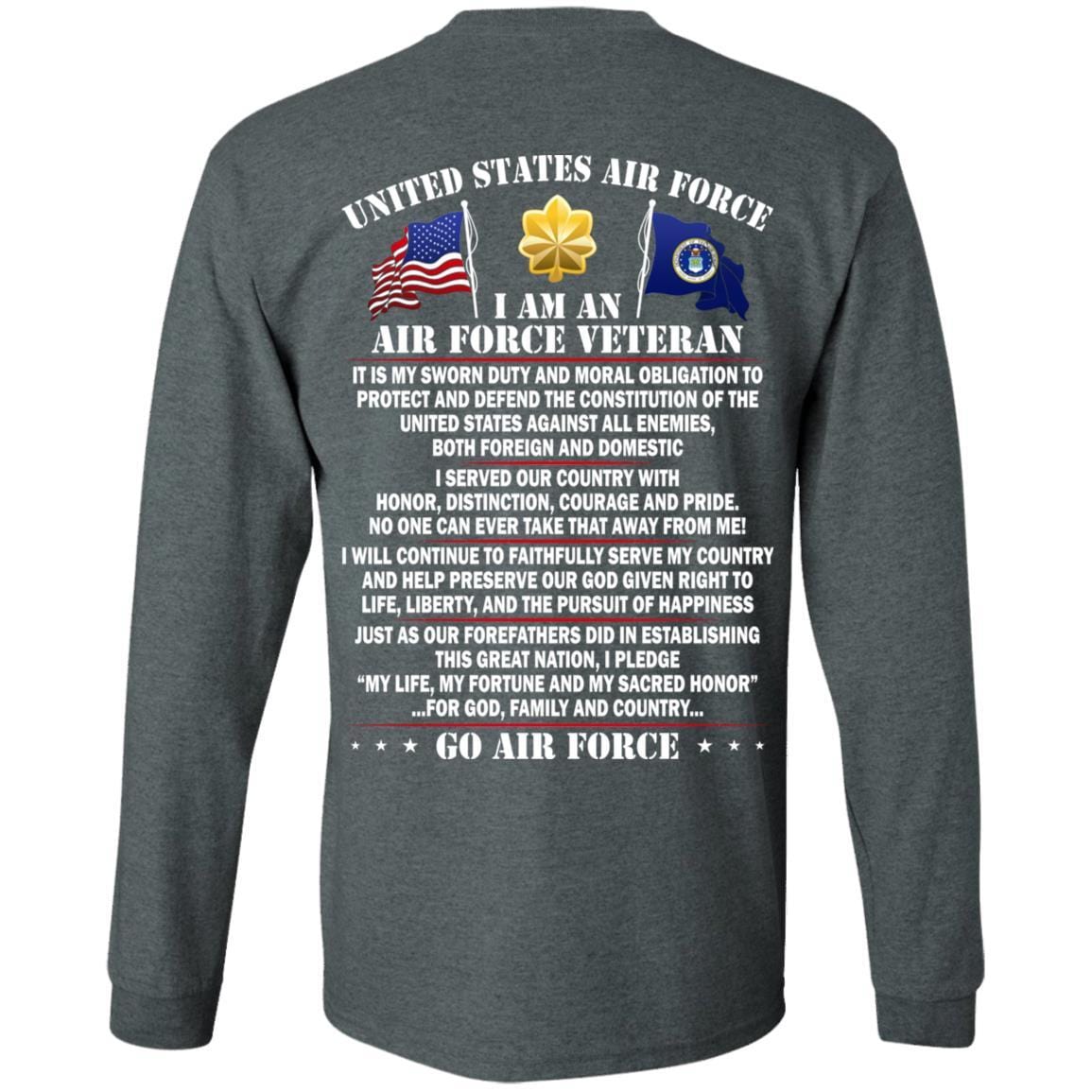 US Air Force O-4 Major Maj O4 Field Officer Ranks - Go Air Force T-Shirt On Back-TShirt-USAF-Veterans Nation