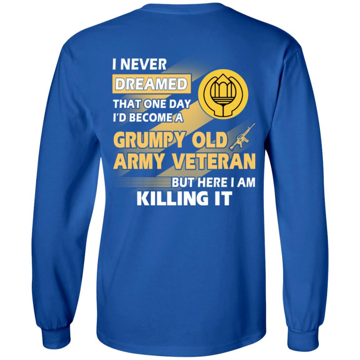 US Army T-Shirt "Chaplain Assistant Grumpy Old Veteran" On Back-TShirt-Army-Veterans Nation