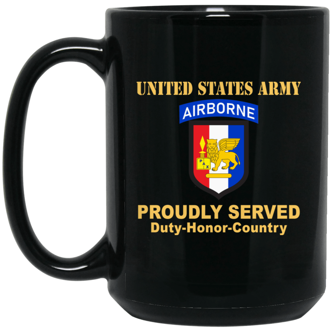 US ARMY SOUTHERN EUROPEAN TASK FORCE WITH AIRBORNE TAB- 11 oz - 15 oz Black Mug-Mug-Army-CSIB-Veterans Nation