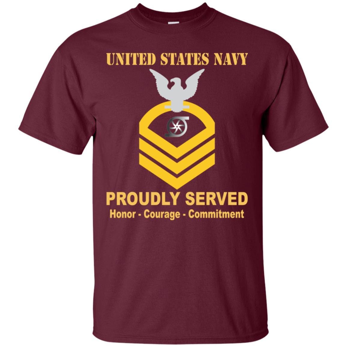 Navy Gas Turbine Systems Technician Navy GS E-7 Rating Badges Proudly Served T-Shirt For Men On Front-TShirt-Navy-Veterans Nation