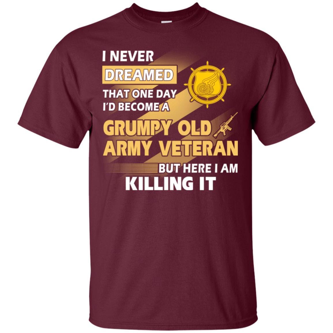 US Army T-Shirt "Transportation Corps Grumpy Old Veteran" On Front-TShirt-Army-Veterans Nation