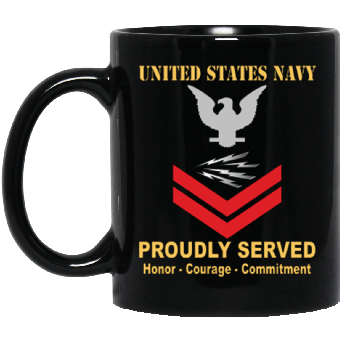 US Navy RM E-5 11 oz. Black Mug-Mug-Navy-Rate-Veterans Nation