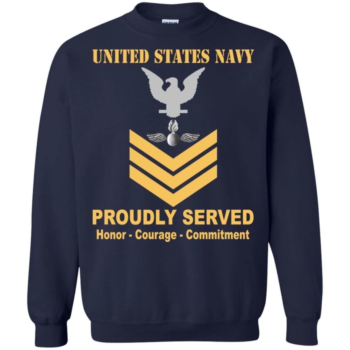 Navy Aviation Ordnanceman Navy AO E-6 Rating Badges Proudly Served T-Shirt For Men On Front-TShirt-Navy-Veterans Nation