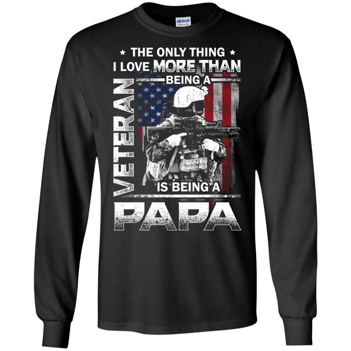 Military T-Shirt "I love Being A Papa Veteran Men" Front-TShirt-General-Veterans Nation