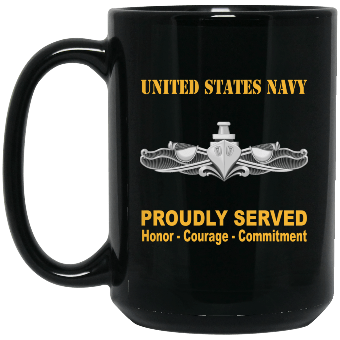 US Navy Surface Warfare Enlisted Badge 11 oz - 15 oz Black Mug-Mug-Navy-Badge-Veterans Nation